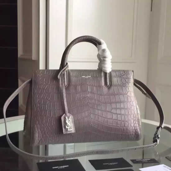 Replica Saint Laurent Small Rive Gauche Bag In Grey Crocodile Leather